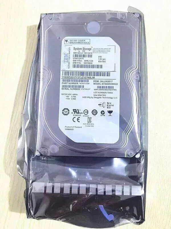 New Lenovo / IBM 00MJ129 00Y2475 00Y2426 V3700 4TB 3.5'' SAS 6G 7.2K Hard Drive
