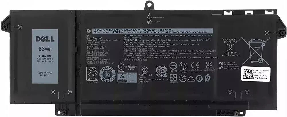 NEW Genuine 63Wh 15.2V 7FMXV Battery For Dell Latitude 5320 7420 7520 Series