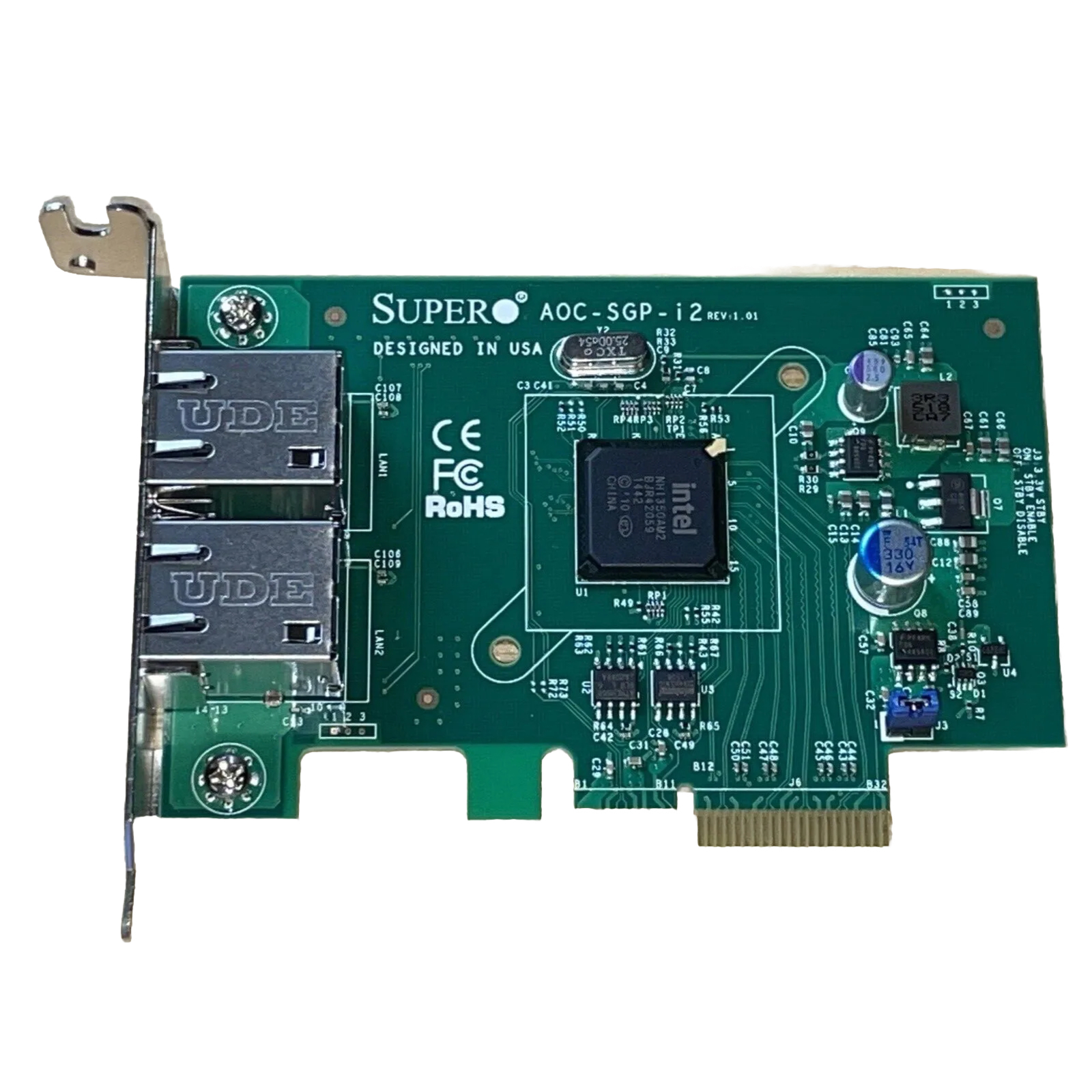 Supermicro AOC-SGP-i2 Dual Port -1Gbps RJ45 PCIe-X4 Intel i350 GbE LP Tested