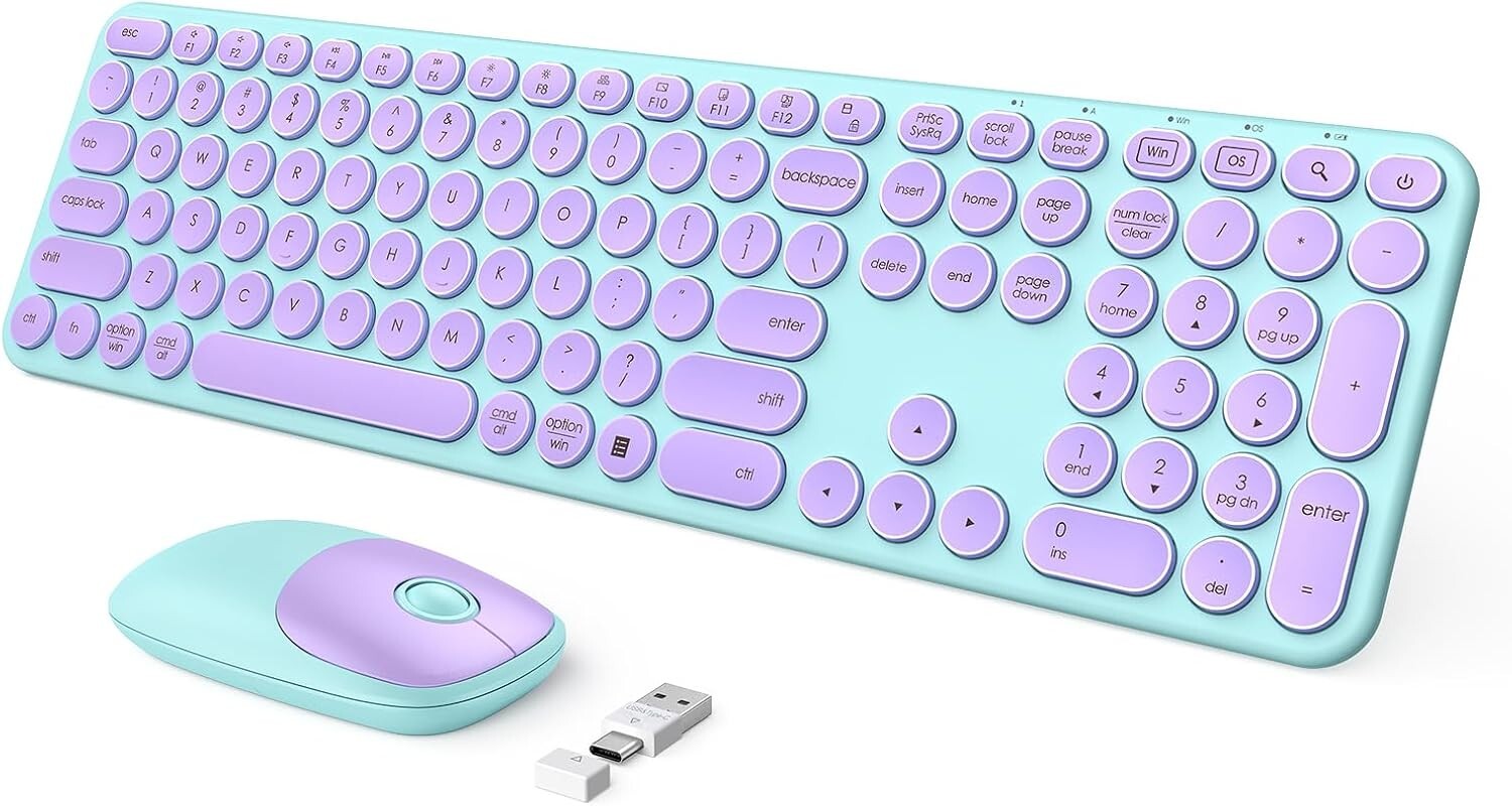 Wireless Keyboard and Mouse Combo, Seenda USB/Type C Wireless Mouse and Keyboard