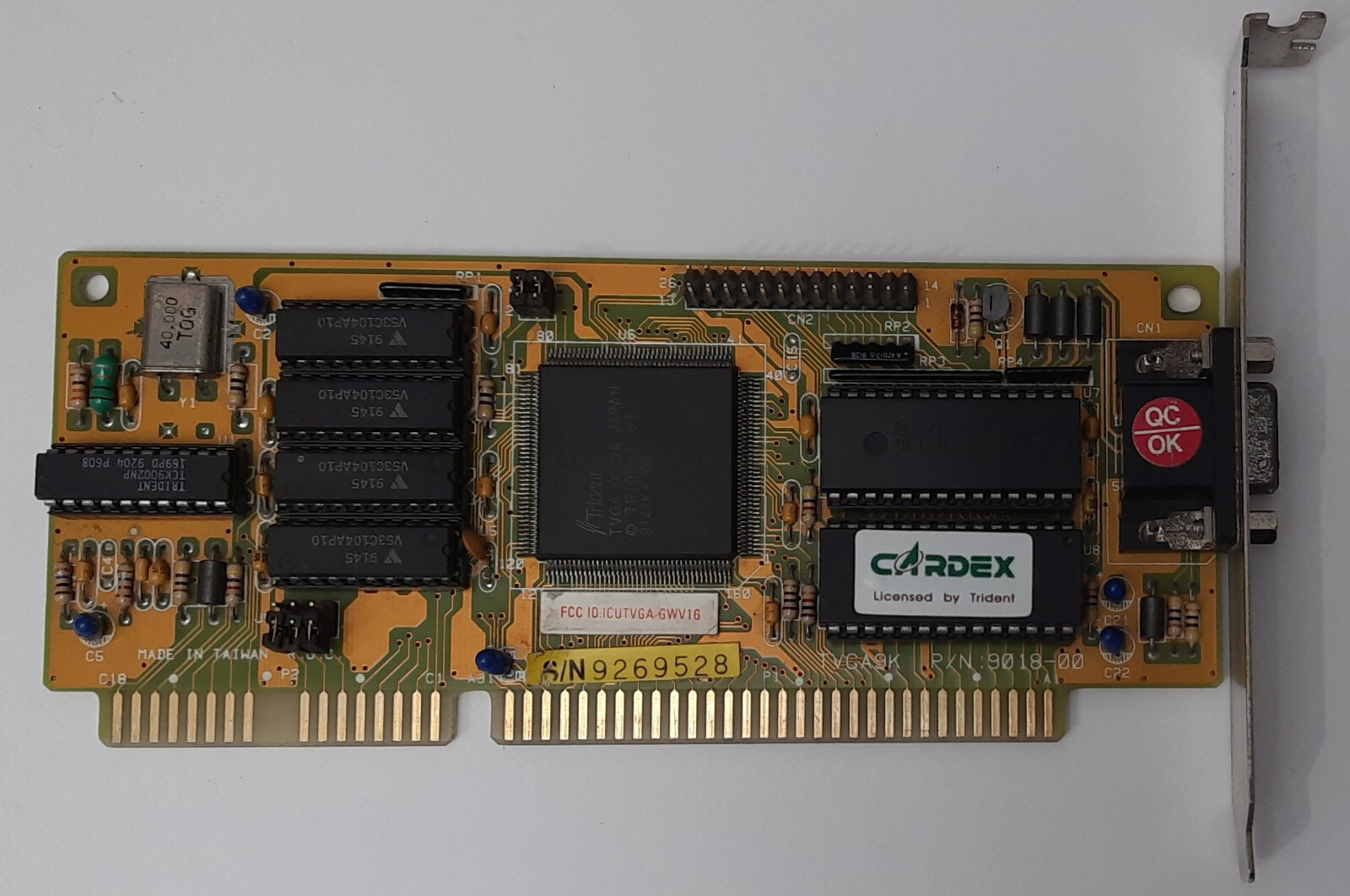 Gainward Cardex TVGA9K ISA Graphics Card (Trident TVGA9000A, 512KB, Retro, 1992)