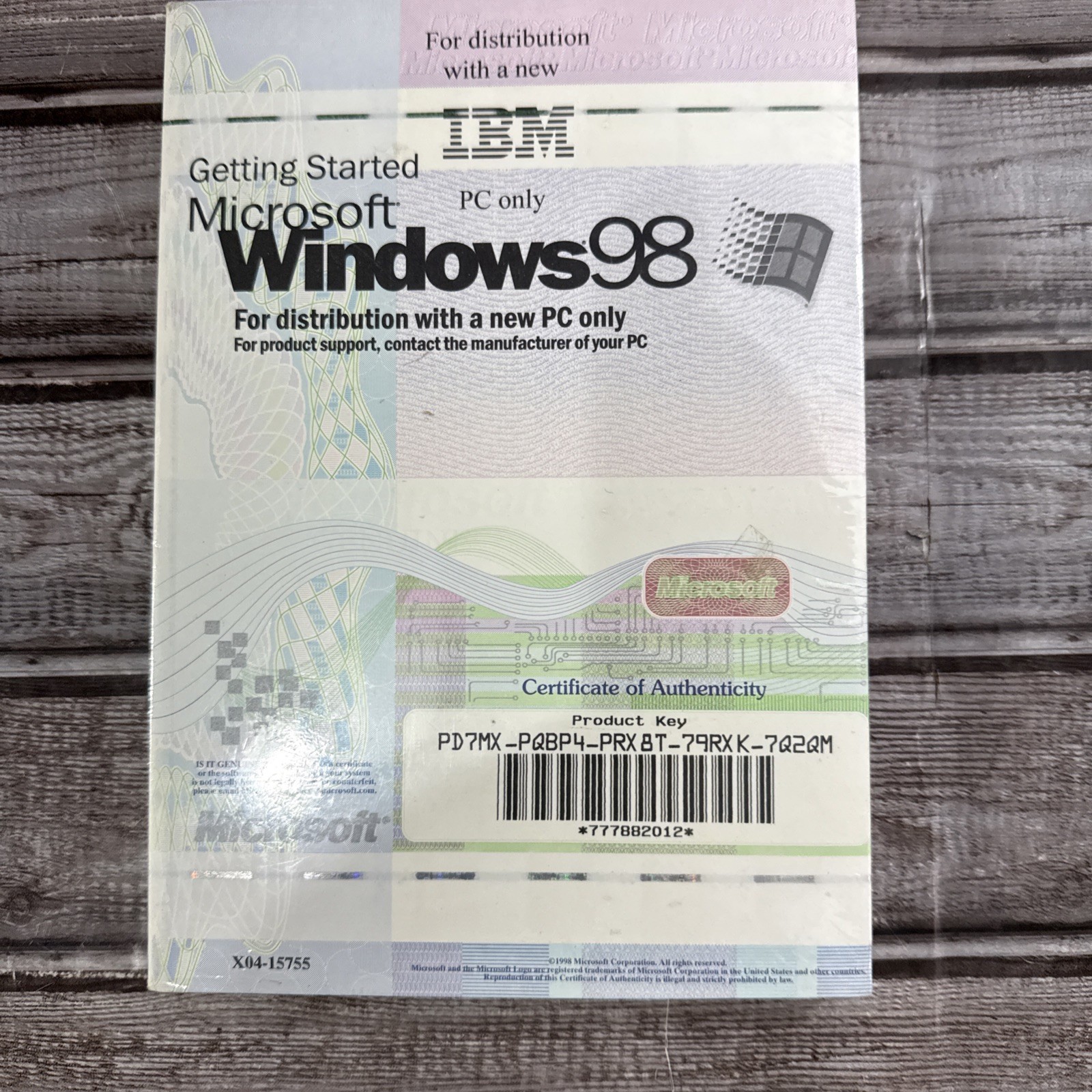 Microsoft Windows 98 Getting Started IBM SEALED Product Key OEM COA