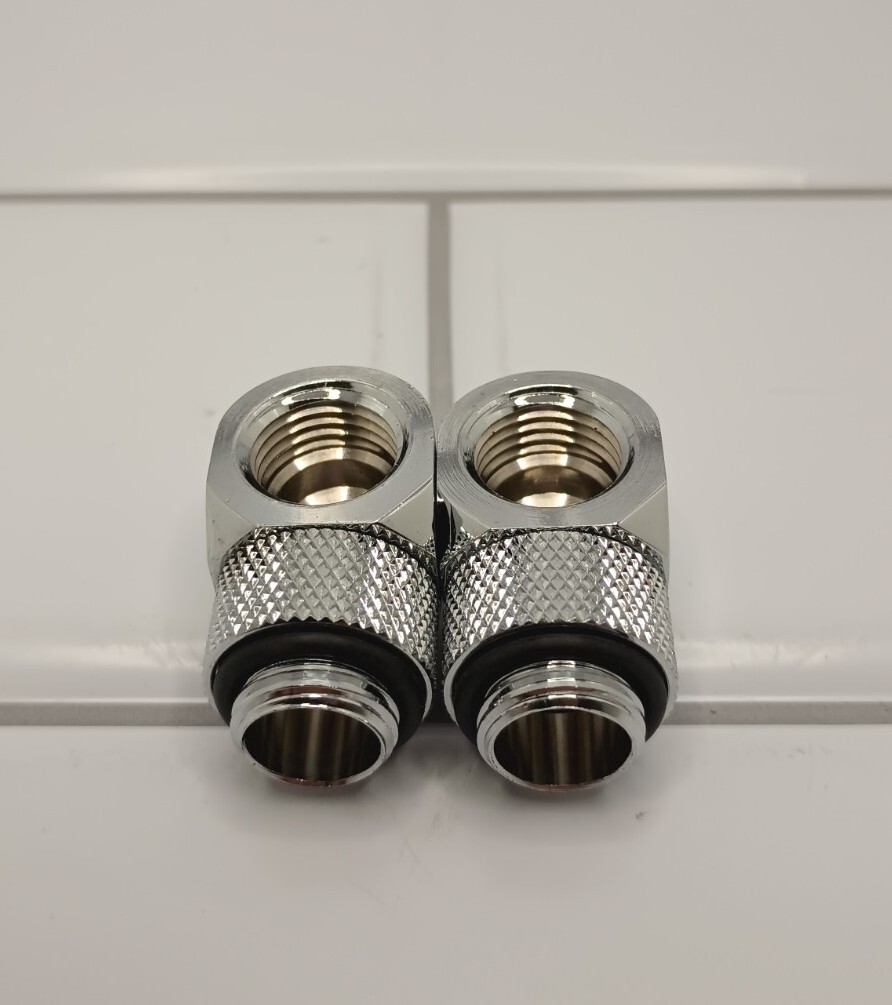 Corsair Hydro X Series 90 Degree Rotary Adapter, Chrome, 2-pack
