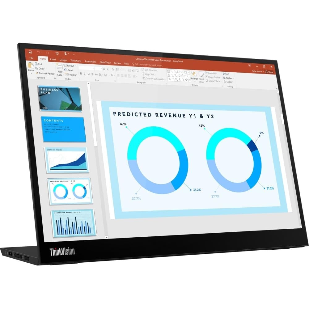 Lenovo ThinkVision M14d 14" Class LCD 8.5" x 12.4" x 0.2", Raven Black, Black