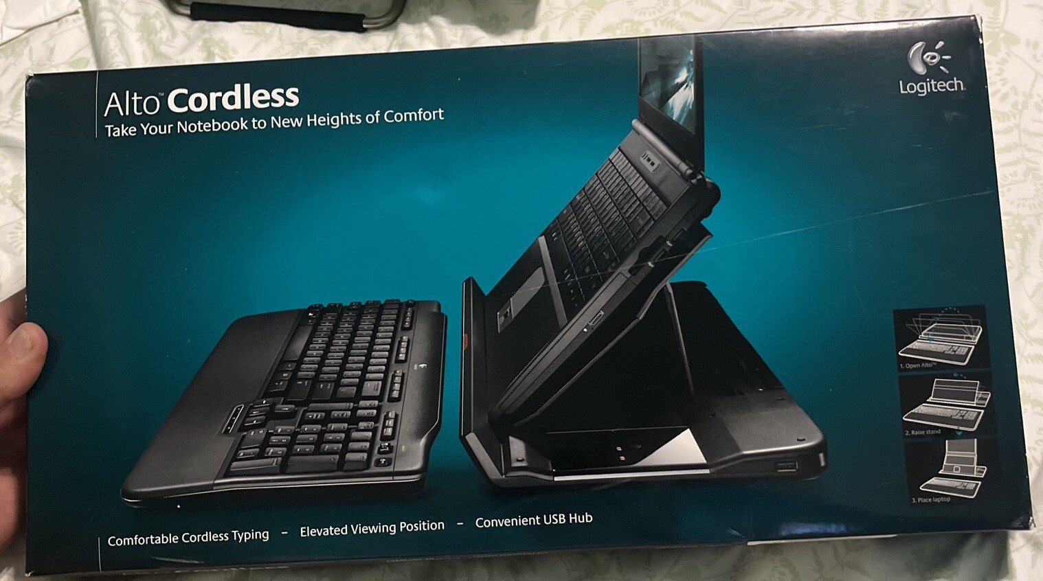 Genuine Logitech Alto Cordless Notebook Stand Wireless Keyboard NEW Plz Read