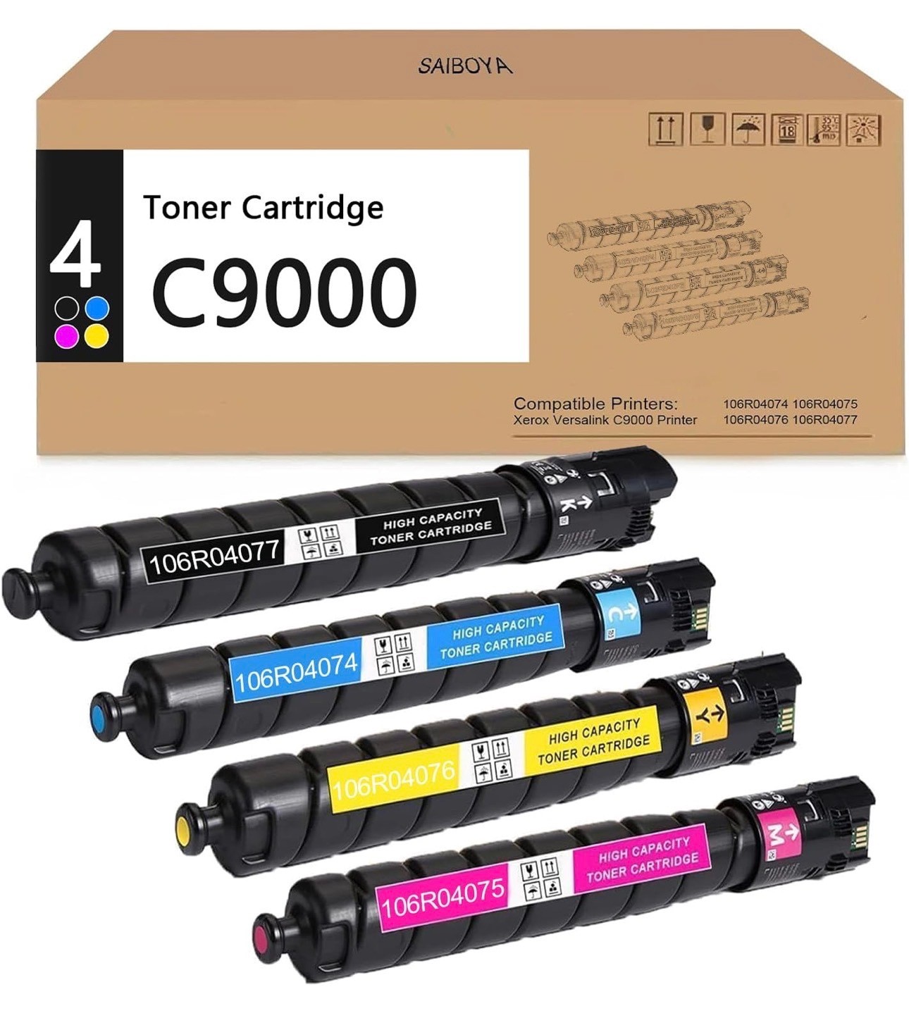High Yield Toner Cartridges for Xerox Versalink C9000 Printer (4 Pack) BCMY