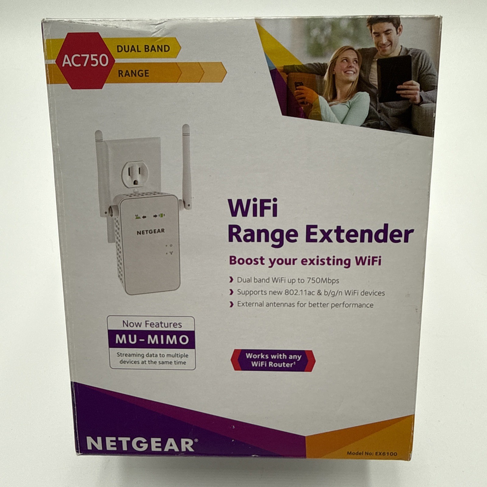 NETGEAR EX3700 AC750 Dual Band WiFi Range Extender White EX3700-100NAS
