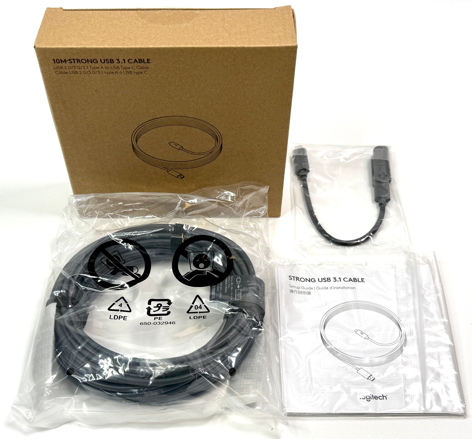 LOGITECH 10M STRONG USB A to C 3.1 CABLE 939-001799 NEW Open Box
