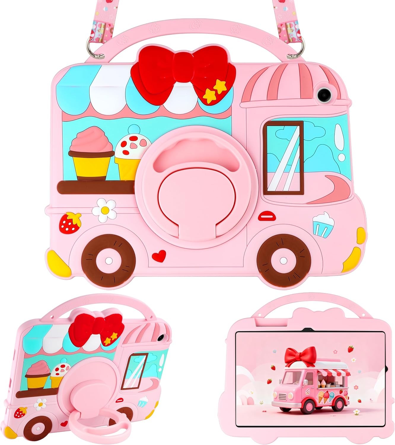 Pink Soft Silicone Case with 360° Rotating Stand for Samsung Galaxy Tab A11 Plus