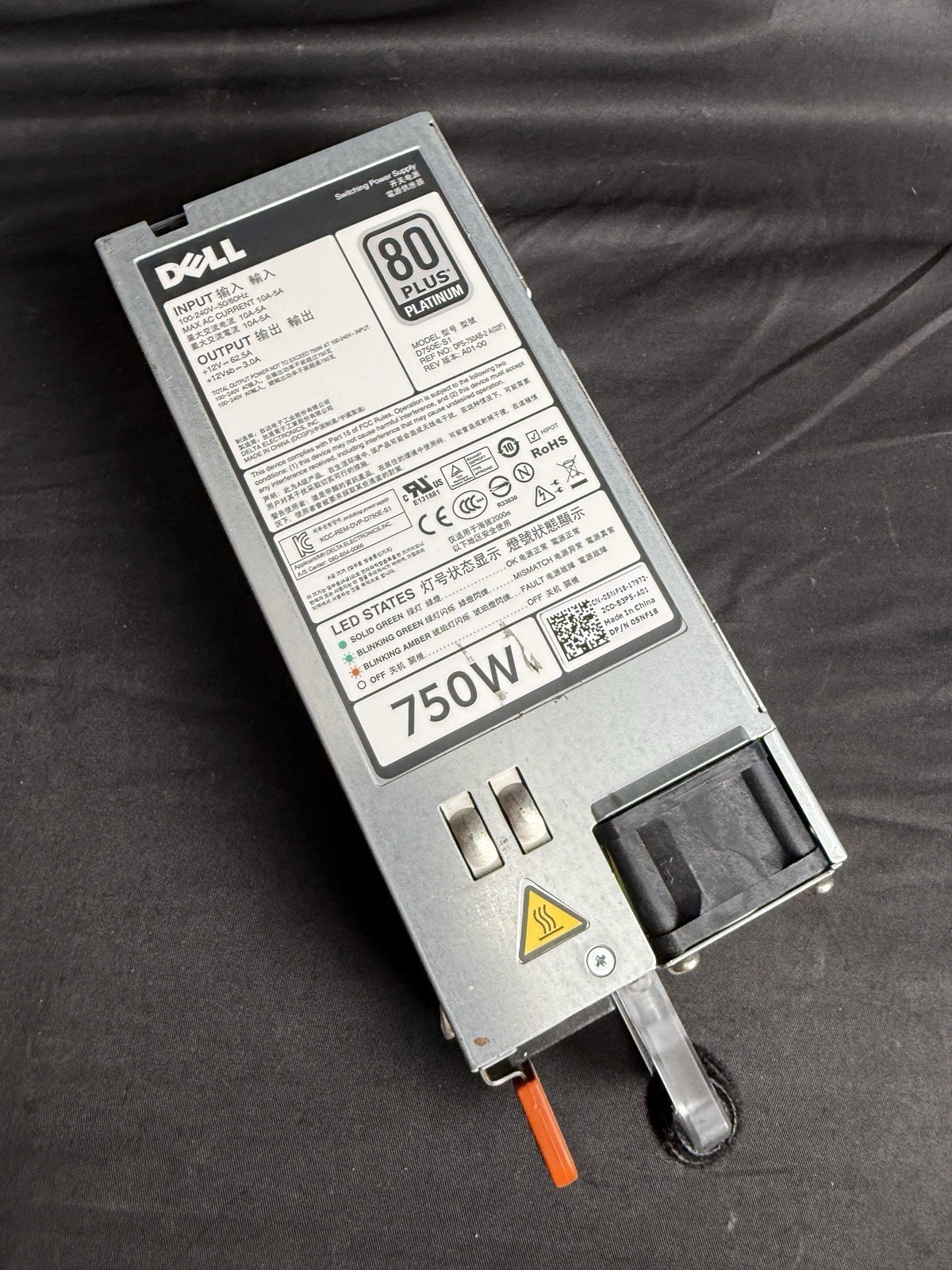 Dell 750W Power Supply Servers 80 Plus Platinum