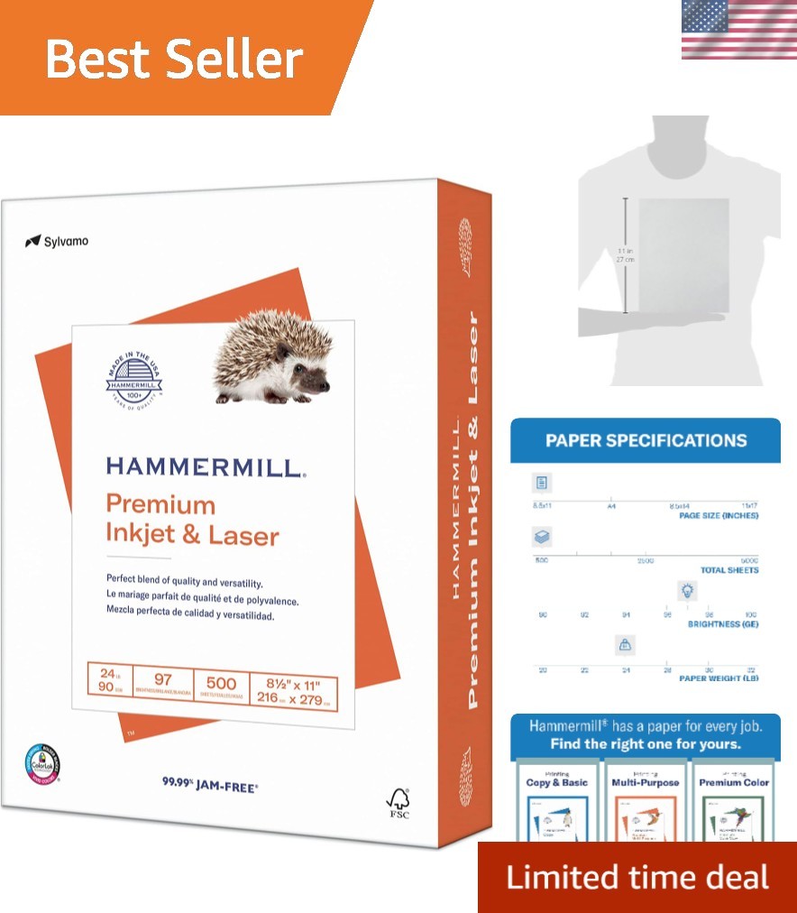 High-Quality 24 lb Printer Paper, 8.5x11 - 500 Sheets with ColorLok Technology