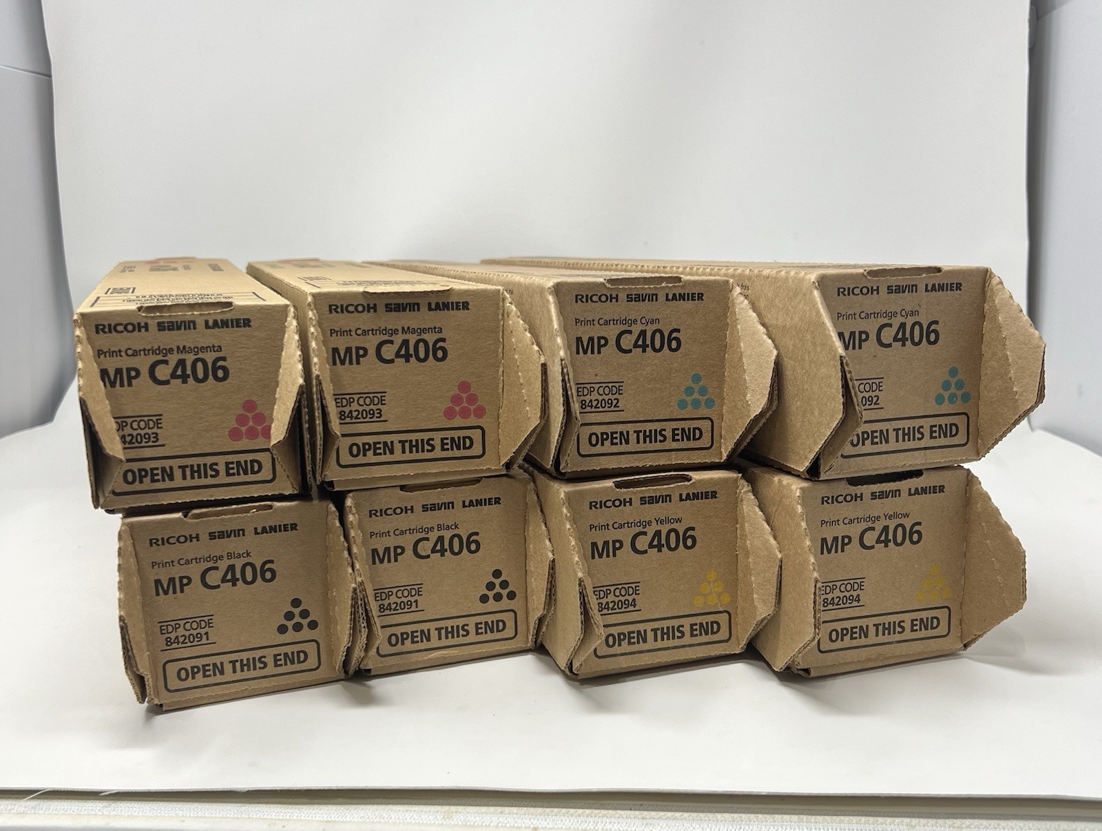 Ricoh Savin Lanier MP C406 Toner CMYK Set (8) OEM NEW Sealed 842091 "92 "93 "94
