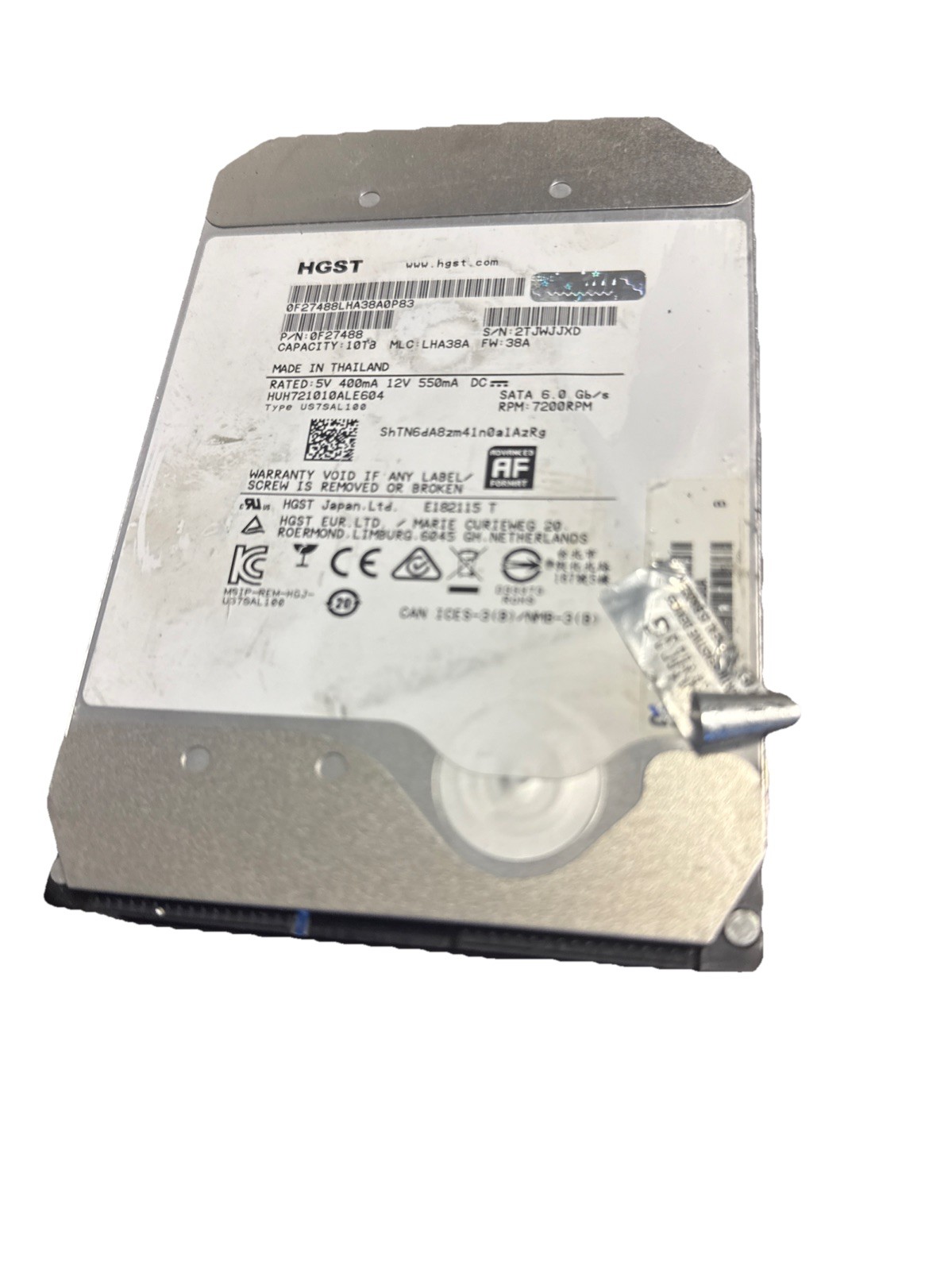 FAILED BAD HGST 10TB 7.2K SATA 3.5" HDD Desktop Server 0F27488 HUH721010ALE604
