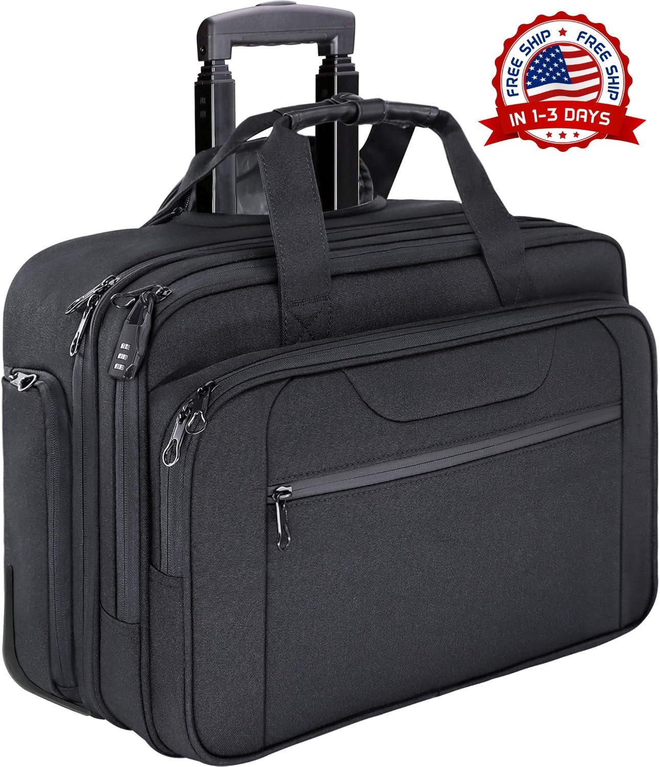 Maletín con ruedas para portátil de hasta 17,3", ideal para viajes y negocios.