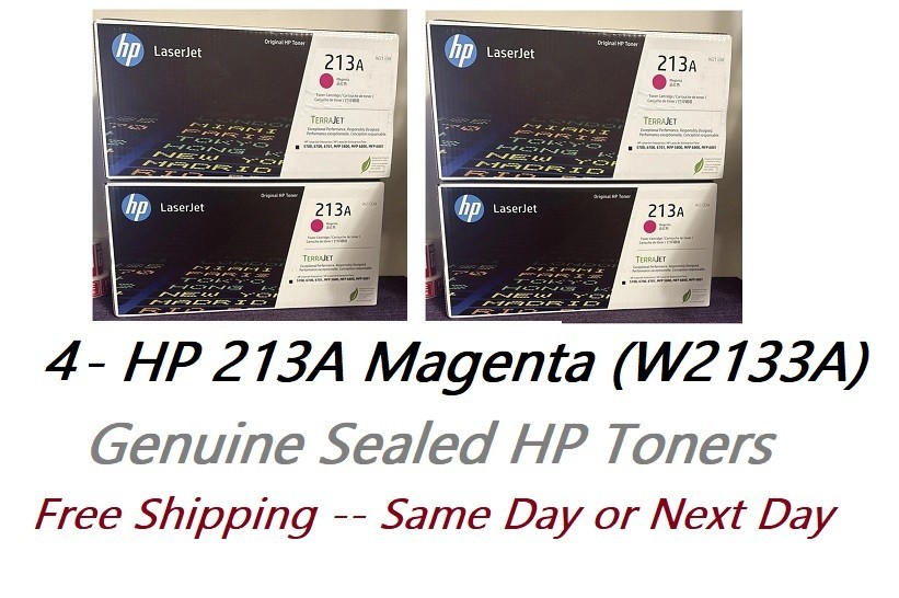 4 New Genuine Factory Sealed HP 213A W2133A Magenta Toner Cartridges  5700 6700
