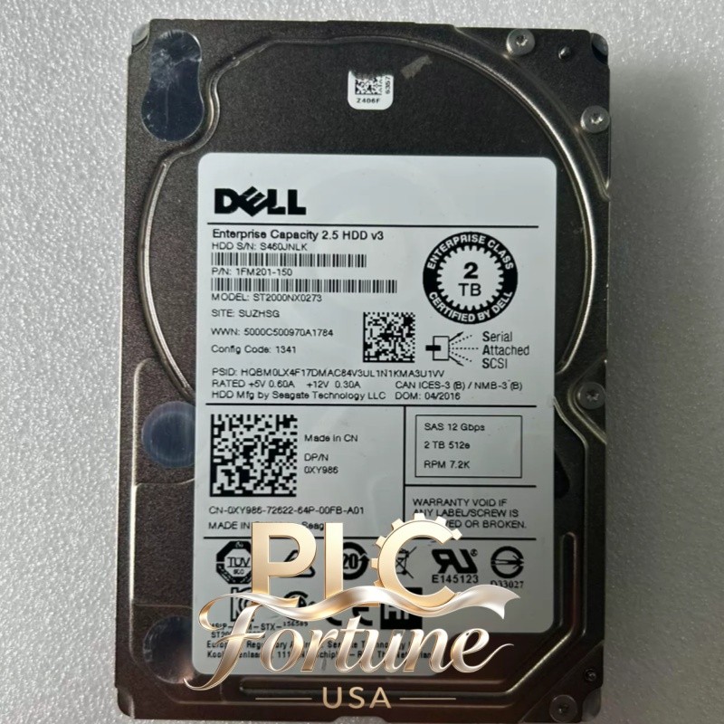 New Dell 0XY986 XY986 ST2000NX0273 2TB 7.2K SAS 12GB/s 128MB 2.5" Hard Drive