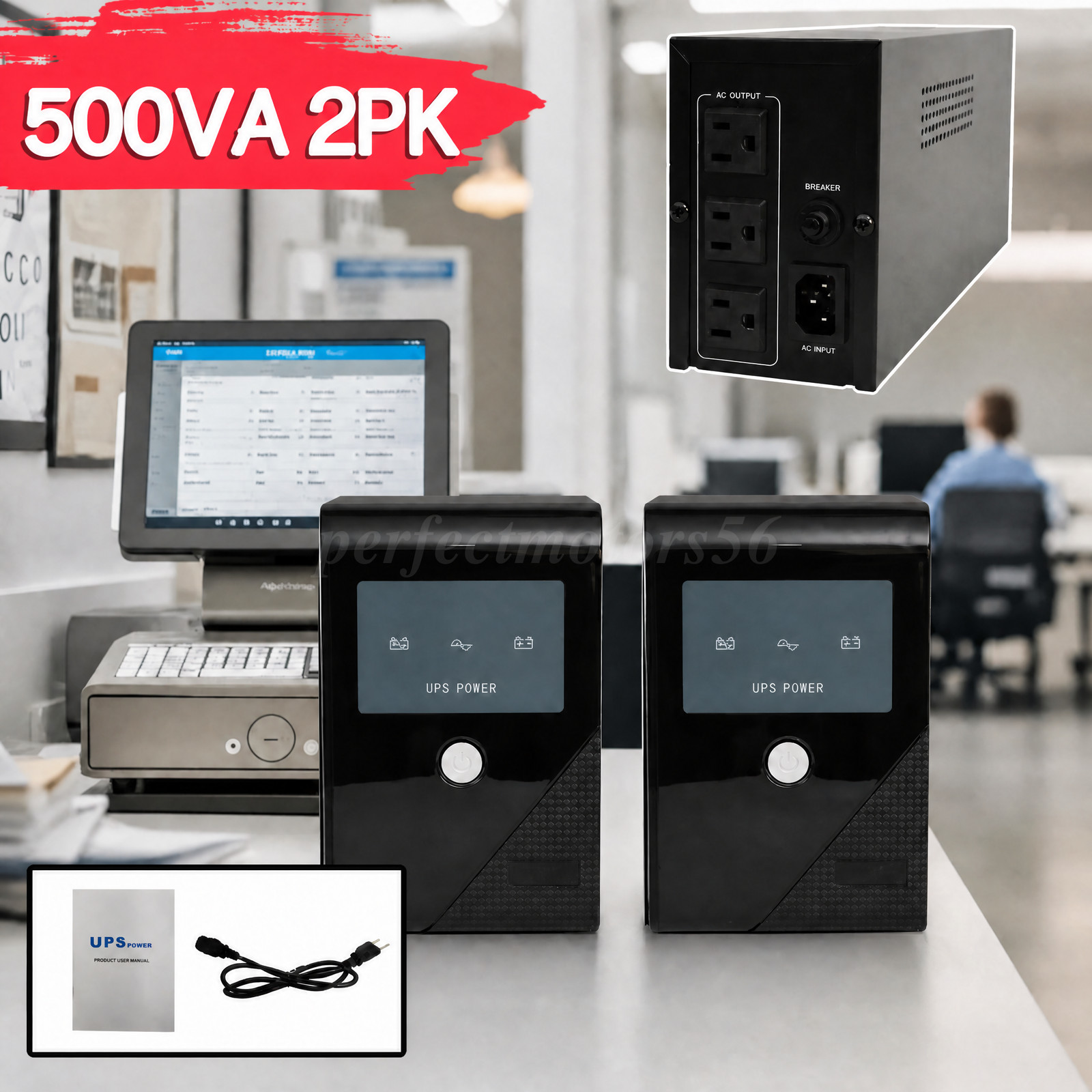 2PK UPS Uninterruptible Power Supply 500VA/300W Offline Backup Type With Battery