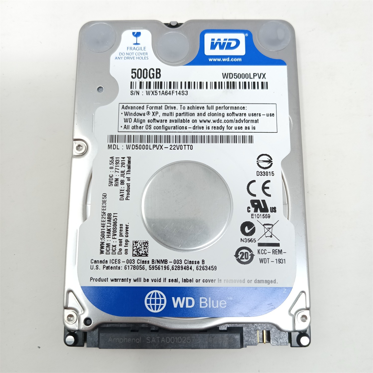 Western Digital WD5000LPVX-22V0TT0 500GB 2.5" SATA III HDD - Tested