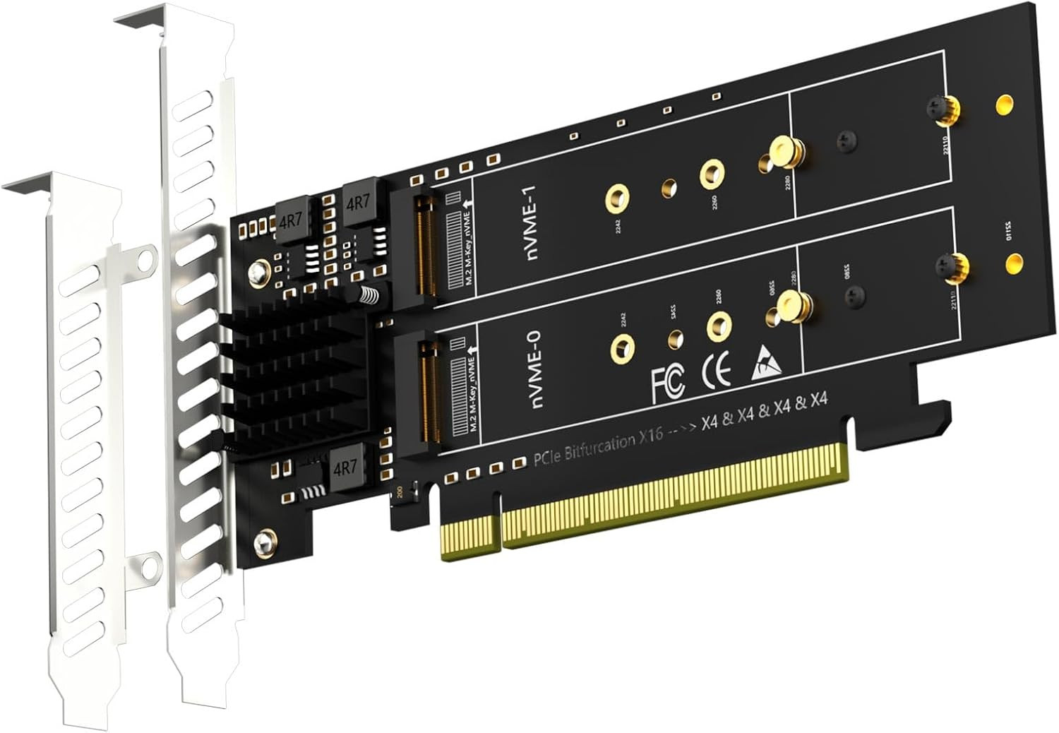 PA41 Quad M.2 Nvme to Pcie 4.0 X16 Adapter without Pcie Bifurcation Setup Soft M