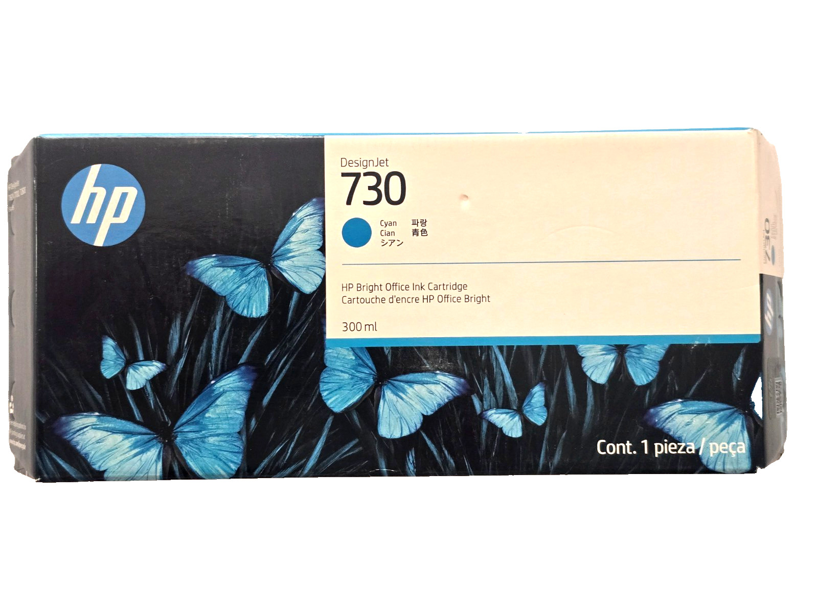 Genuine HP 730 Cyan High Yield DesignJet Ink Cartridge 300ml P2V68A (09/2027)