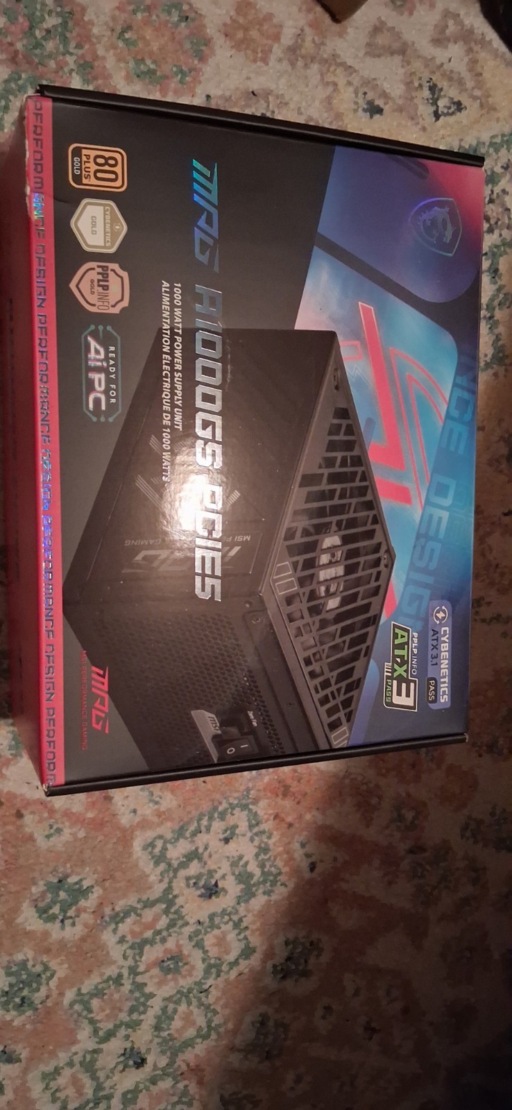 MSI MAG A1000GS 1000W PCIe5.1 ATX 3.1 80 Plus Gold Fully Modular PSU all cables.