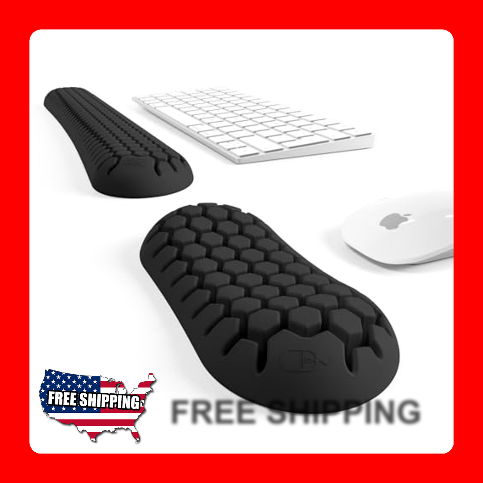 2 Pack Silicone Keyboard and Mouse Wrist Supports Ergonomic Comfort