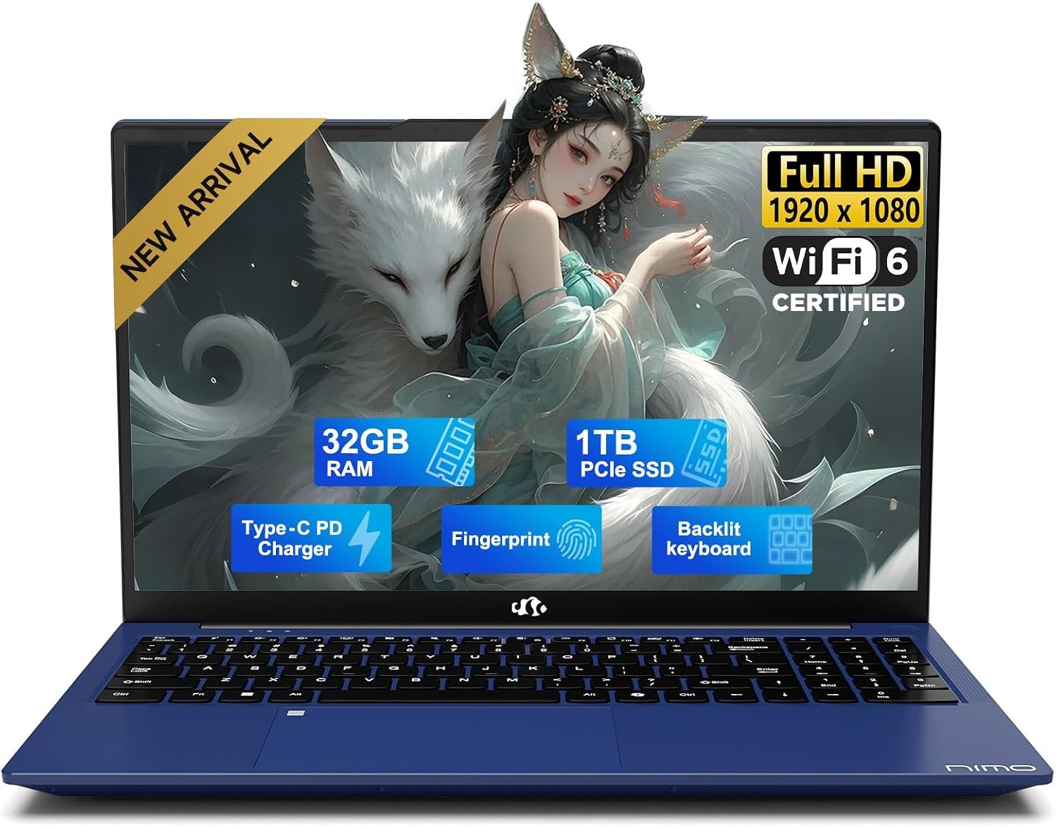 NIMO Light Gaming Laptop 32GB RAM 1TB SSD, High Performance AMD Ryzen 5 4 Cores