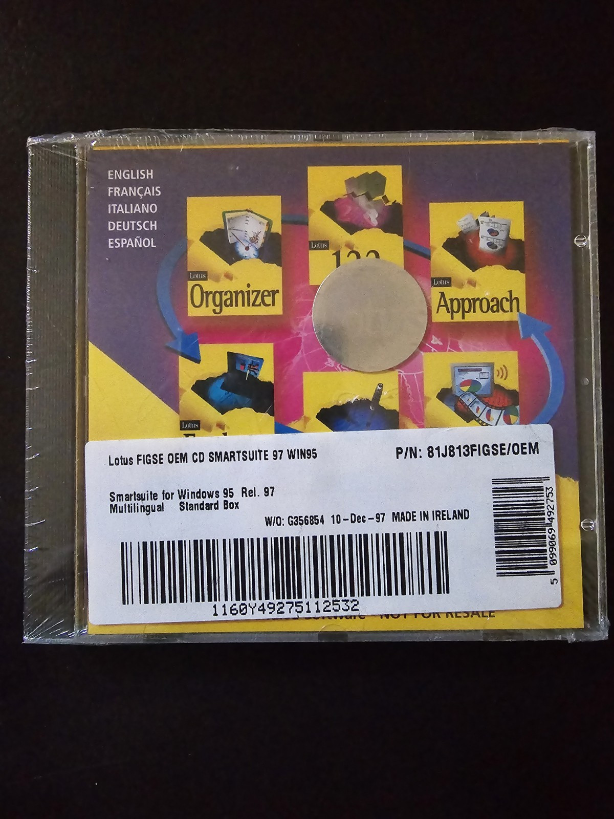 SMARTSUITE 97 LOTUS FIGSE OEM CD WIN95 VINTAGE STANDARD BOX W/O: G356854 SEALED 
