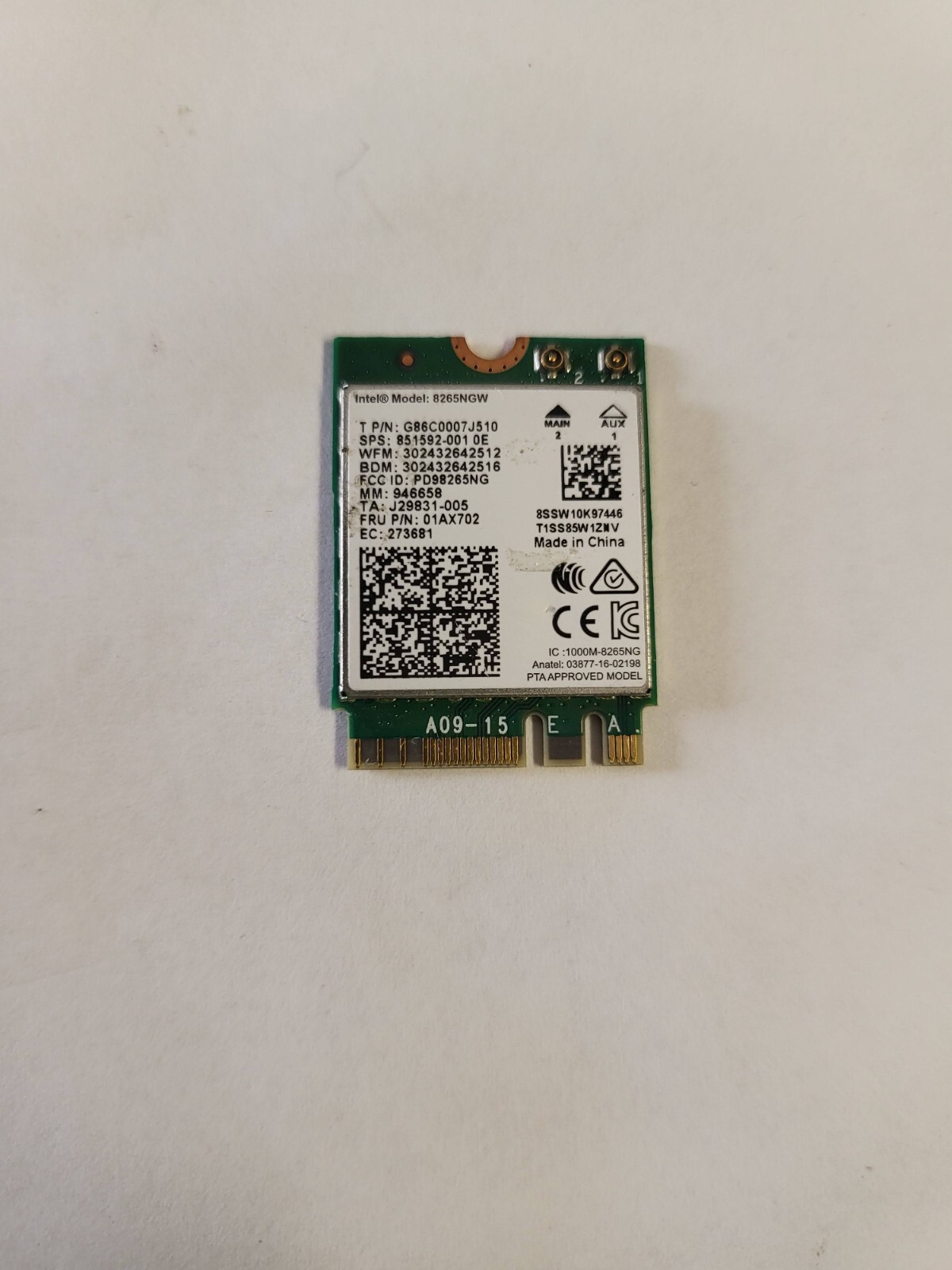 918855-852 910264-852 / 01AX704 WLAN 11AC 2X2 INT 8265NGW HP 640 G3