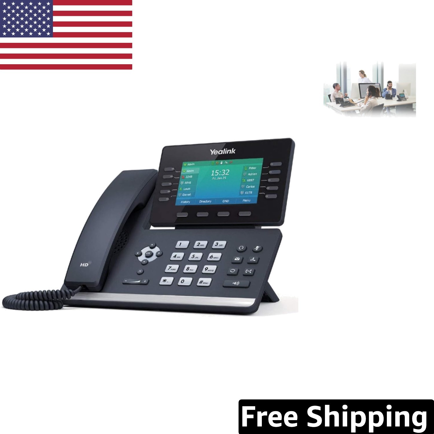 Efficient SIP-T54W VoIP Phone with Adjustable LCD, Bluetooth & Ethernet Support