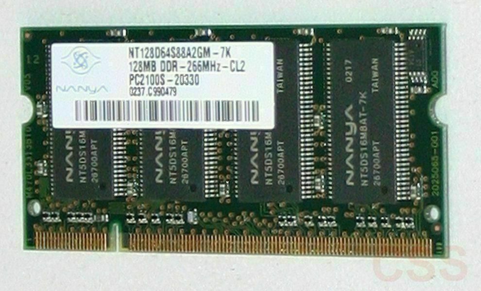 RAM Nanya PC2100S 128MB DDR 266 MHz 7K CL2 Laptop Computer Memory