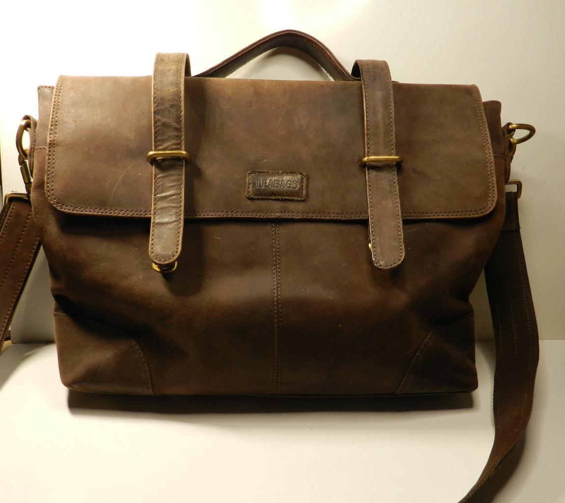 LEABAGS Genuine  Leather Briefcase Messenger Shoulder Laptop Bag Men's  Vintage