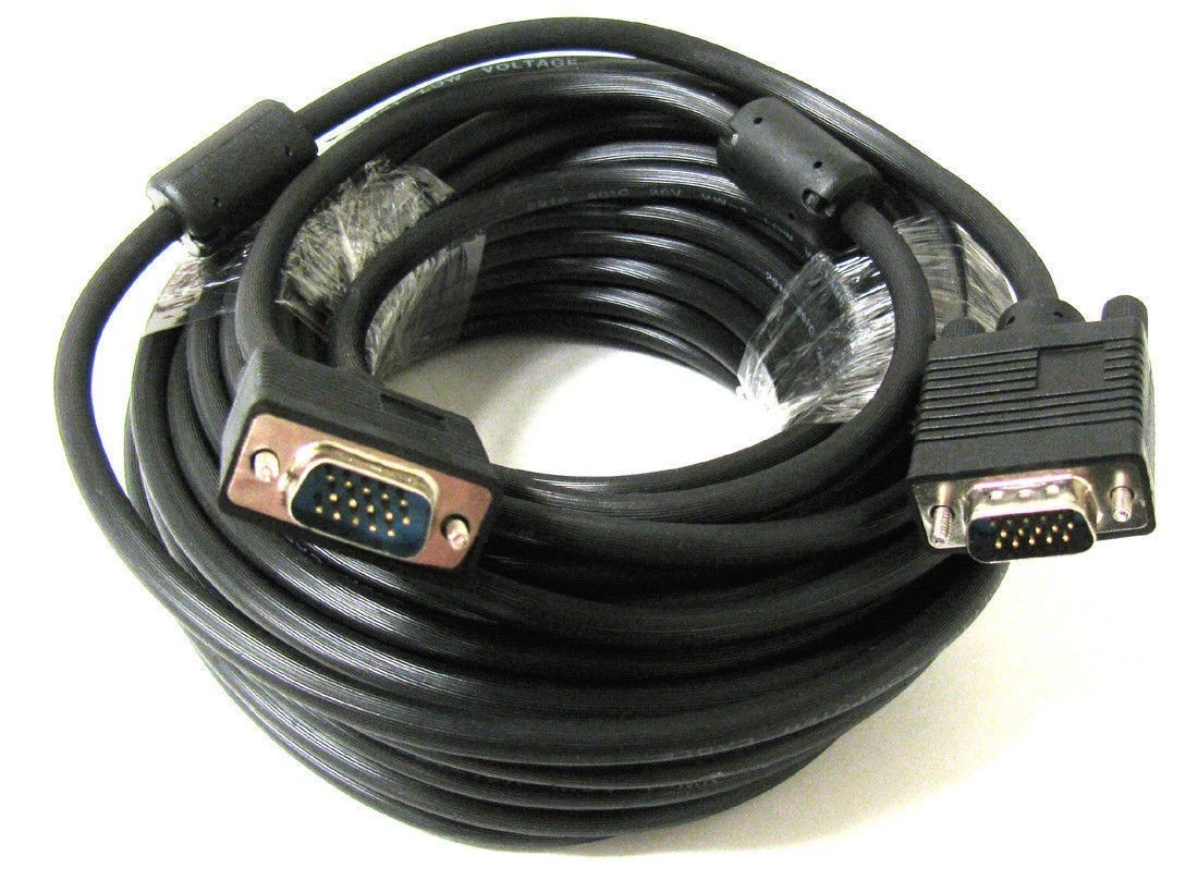 50ft 15 PIN Black SVGA SUPER VGA Monitor M/M Male Male Cable CORD FOR PC TV 