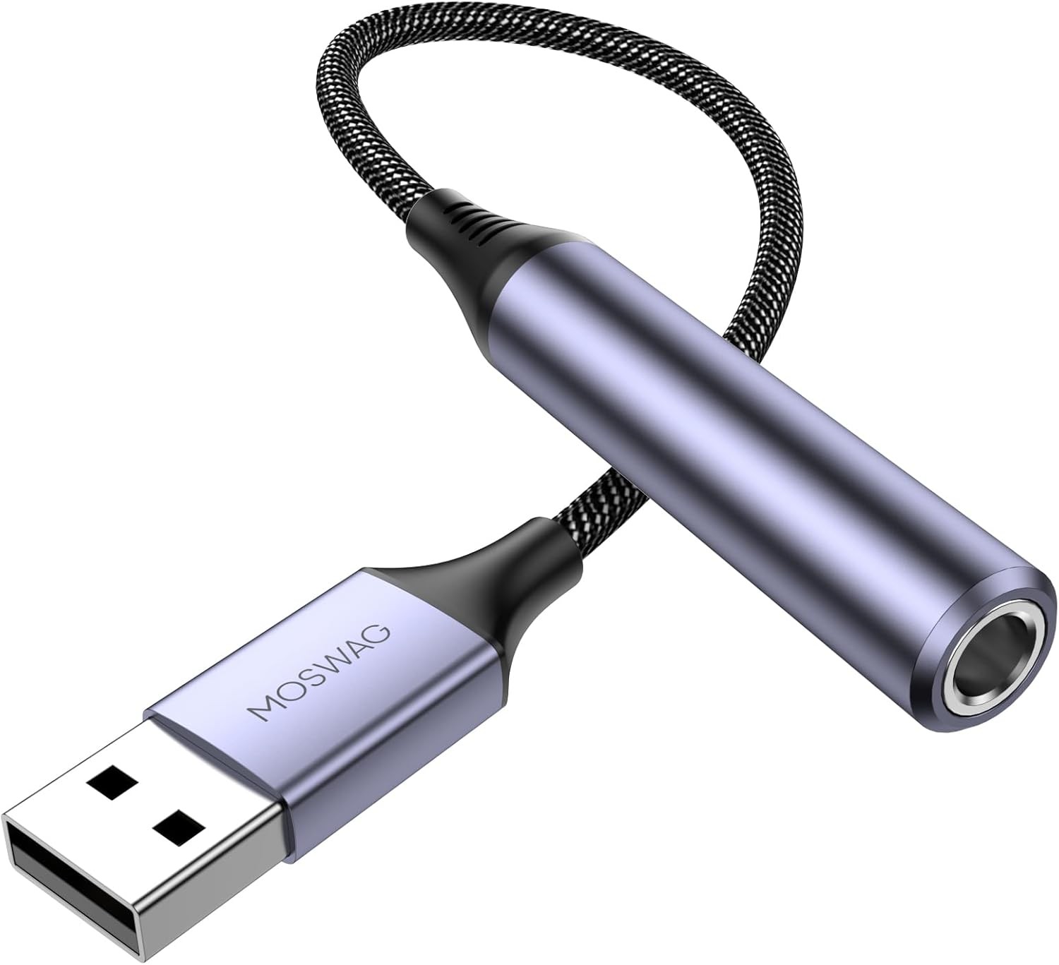 MOSWAG USB to 1/4 Jack Audio Adapter, 6.35mm 10 Inch/25 CM, Black 