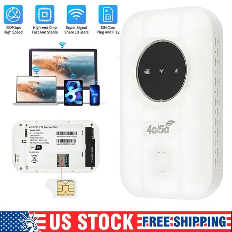 Portable Unlocked 5G LTE Wireless WiFi Router Mobile Broadband MIFI Hotspot USA