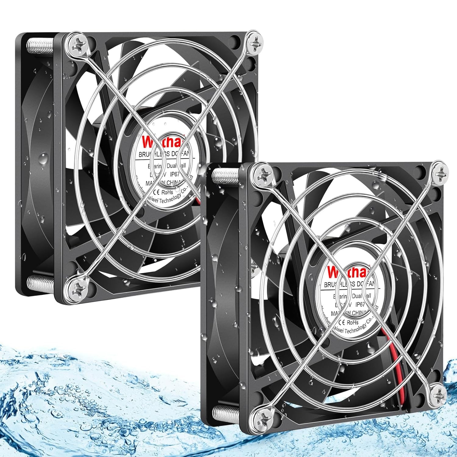 Wathai IP67 Waterproof 80mm x 25mm 12V Cooling DC Fan for RV Fridge 80x25mm 