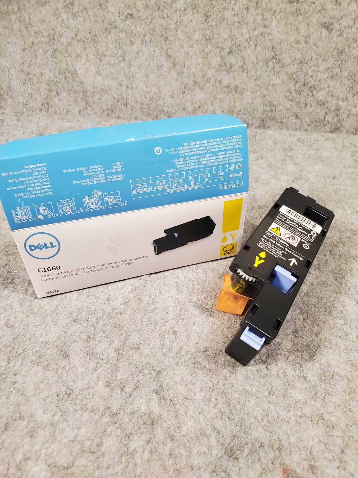 Dell V53F6 Yellow Toner Cartridge Dell C1660 Printer (1000 Pg) Open Box