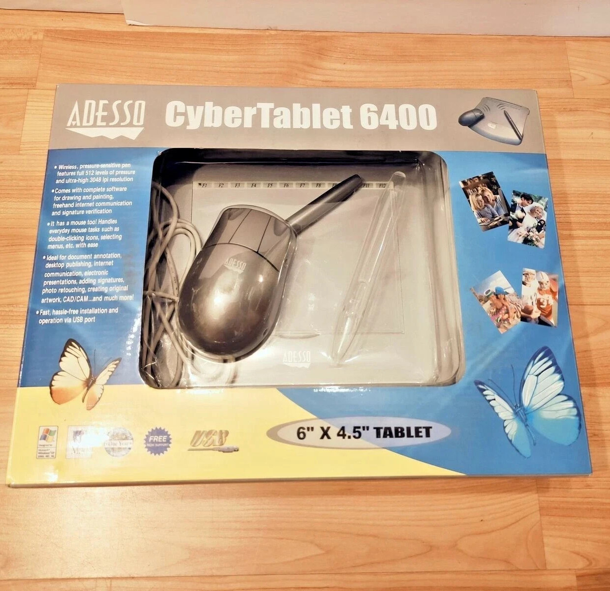 NEW ADESSO CYBERTABLET 6400 6" X 4.5" GRAPHICS WITH 2 BUTTONS PEN WIRELESS MOUSE