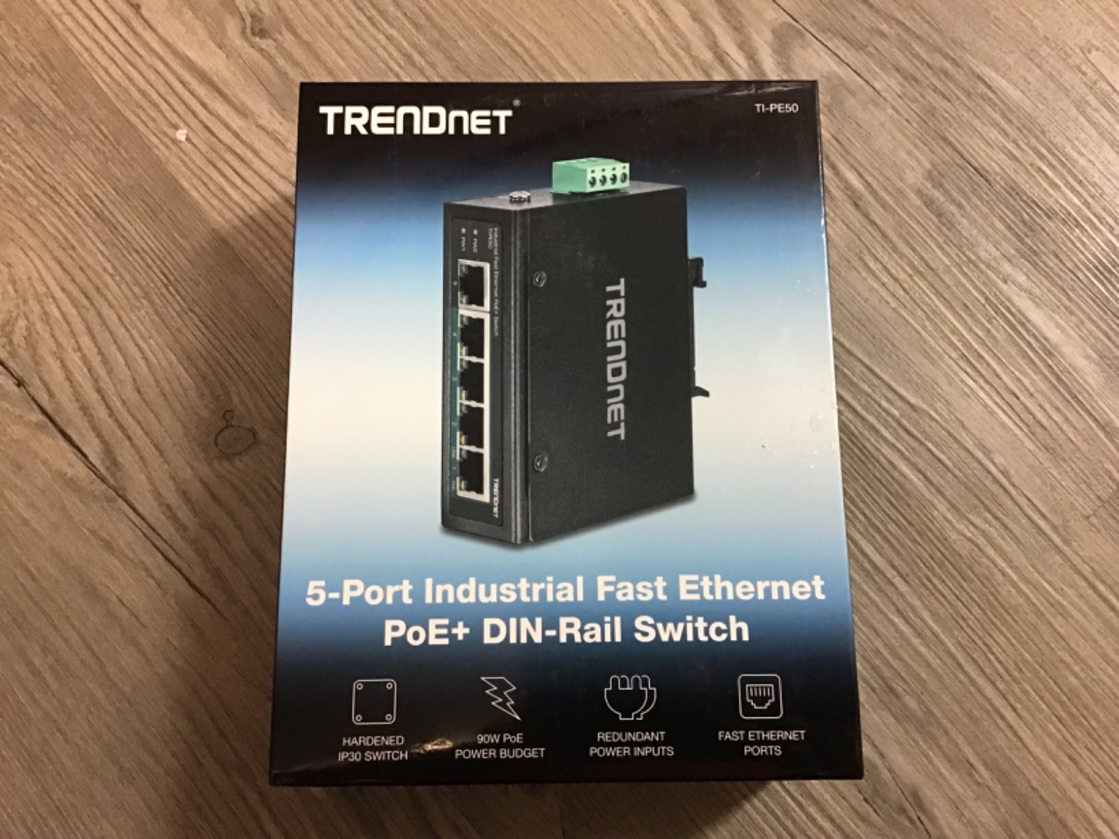 TRENDnet TI-PE50 5-Port Industrial Fast Ethernet PoE+ DIN-Rail Switch