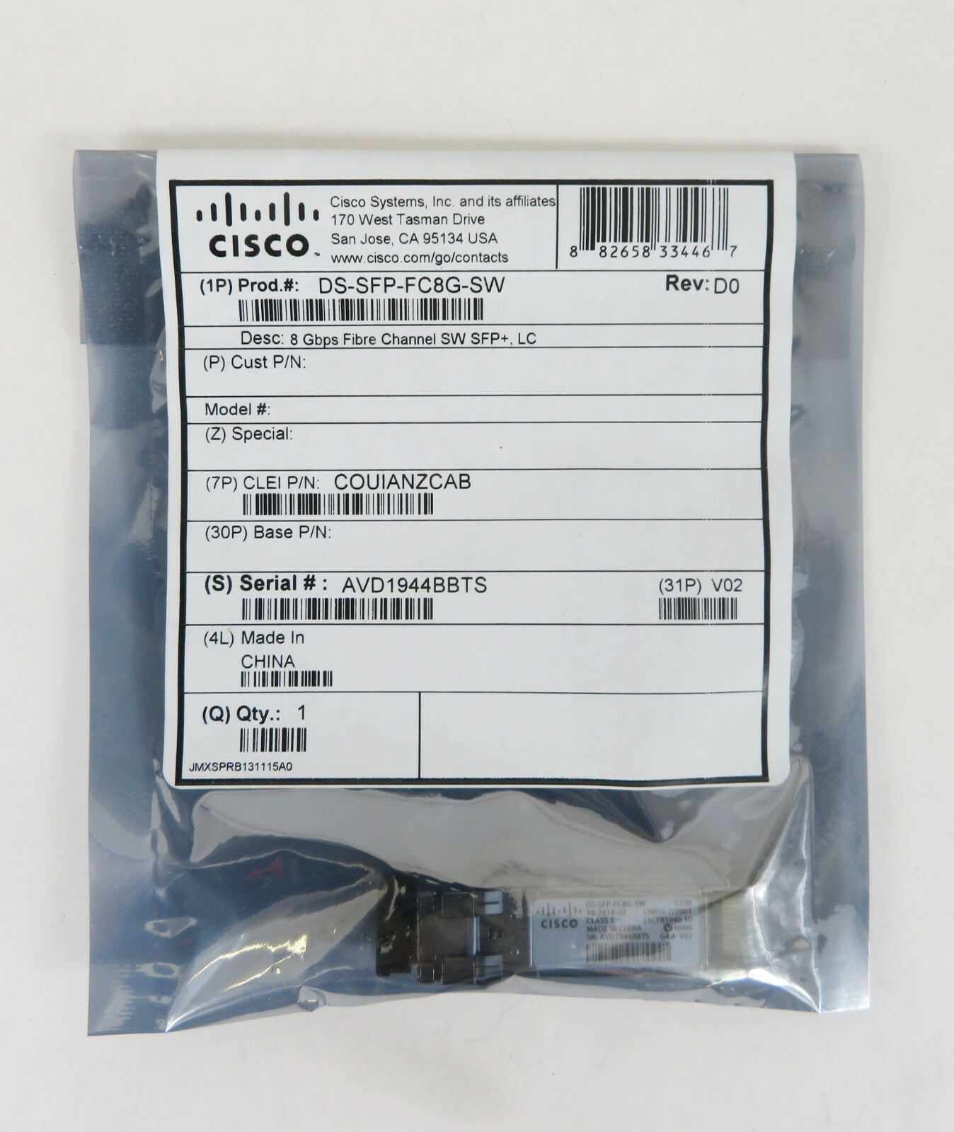 New DS-SFP-FC8G-SW - Cisco SFP for MDS 9000