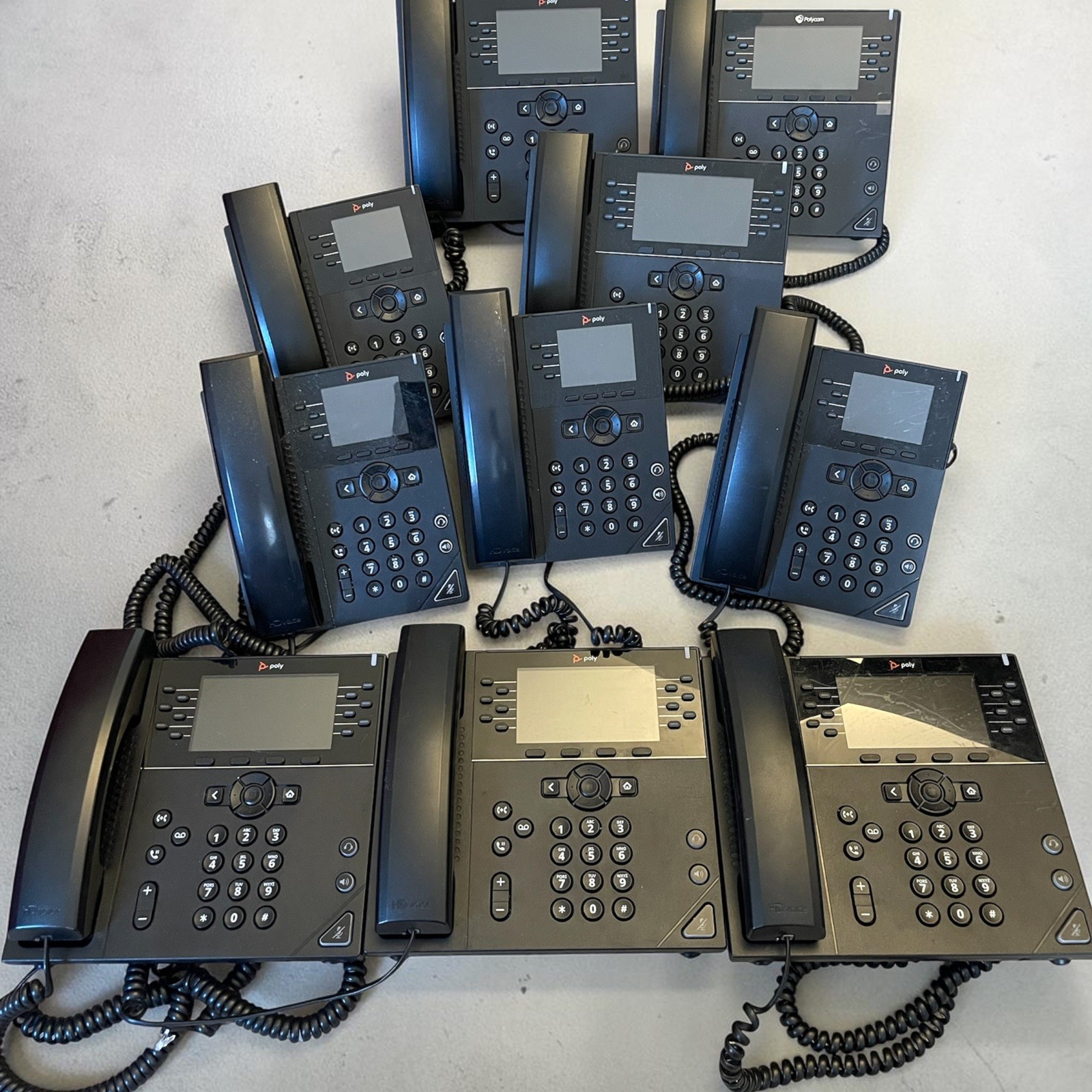 Polycom VVX 250 + VVX450 Lot of 10 IP Phones Speakerphone PoE Ethernet Black