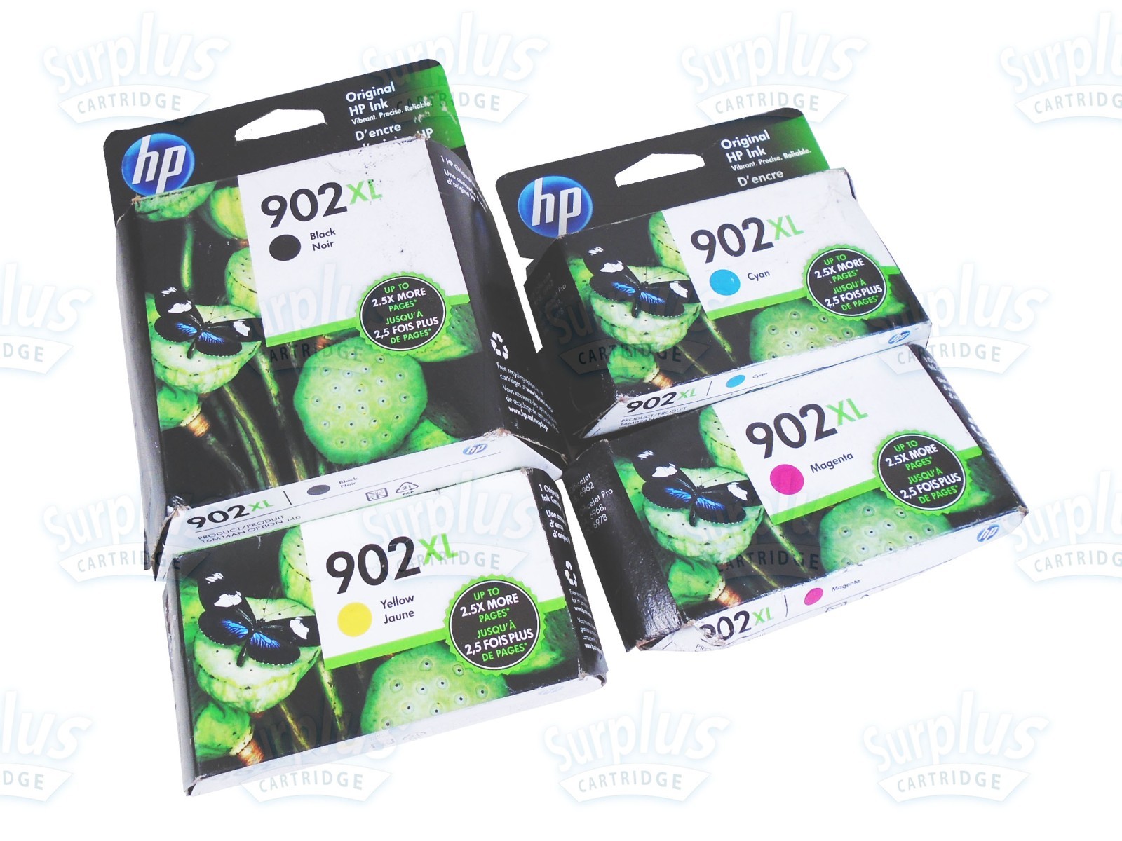 4pk Genuine HP 902XL High Yield Black/Color OfficeJet 6960 6968 Exp: 2023+