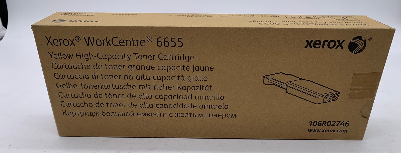 Genuine Xerox 106R02746 (WC6655) Yellow High Capacity Toner Cartridge, OEM