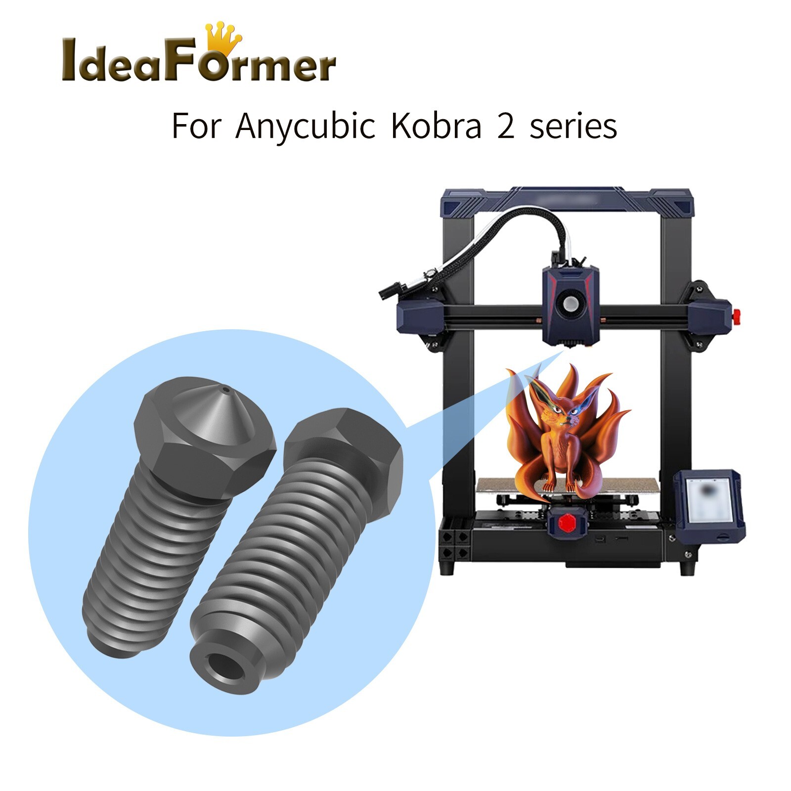 5Pcs Hardened Steel Nozzle 0.4/0.6/0.8/1.0mm for Anycubic Kobra 2 Series Printer