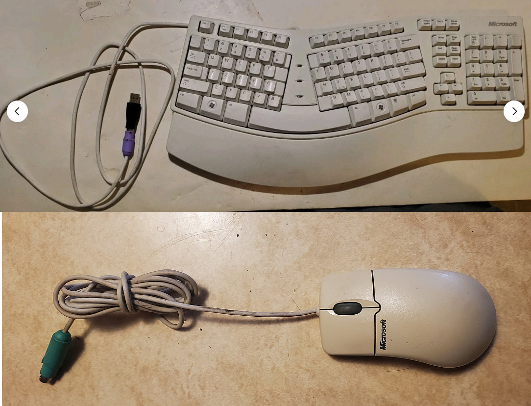 Vintage Microsoft KU-0045 X06-19331 Natural Keyboard + Intellimouse 1.1 ps2 &USB