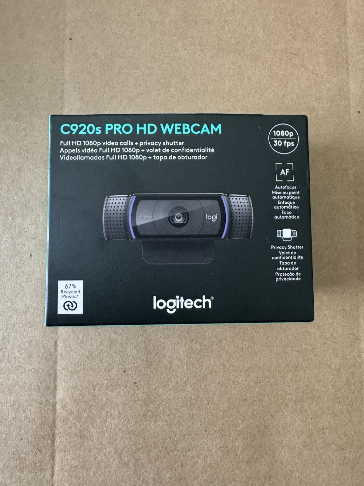 LOGITECH C920s PRO Full HD Webcam 1080p 30 fps Black 960-001257