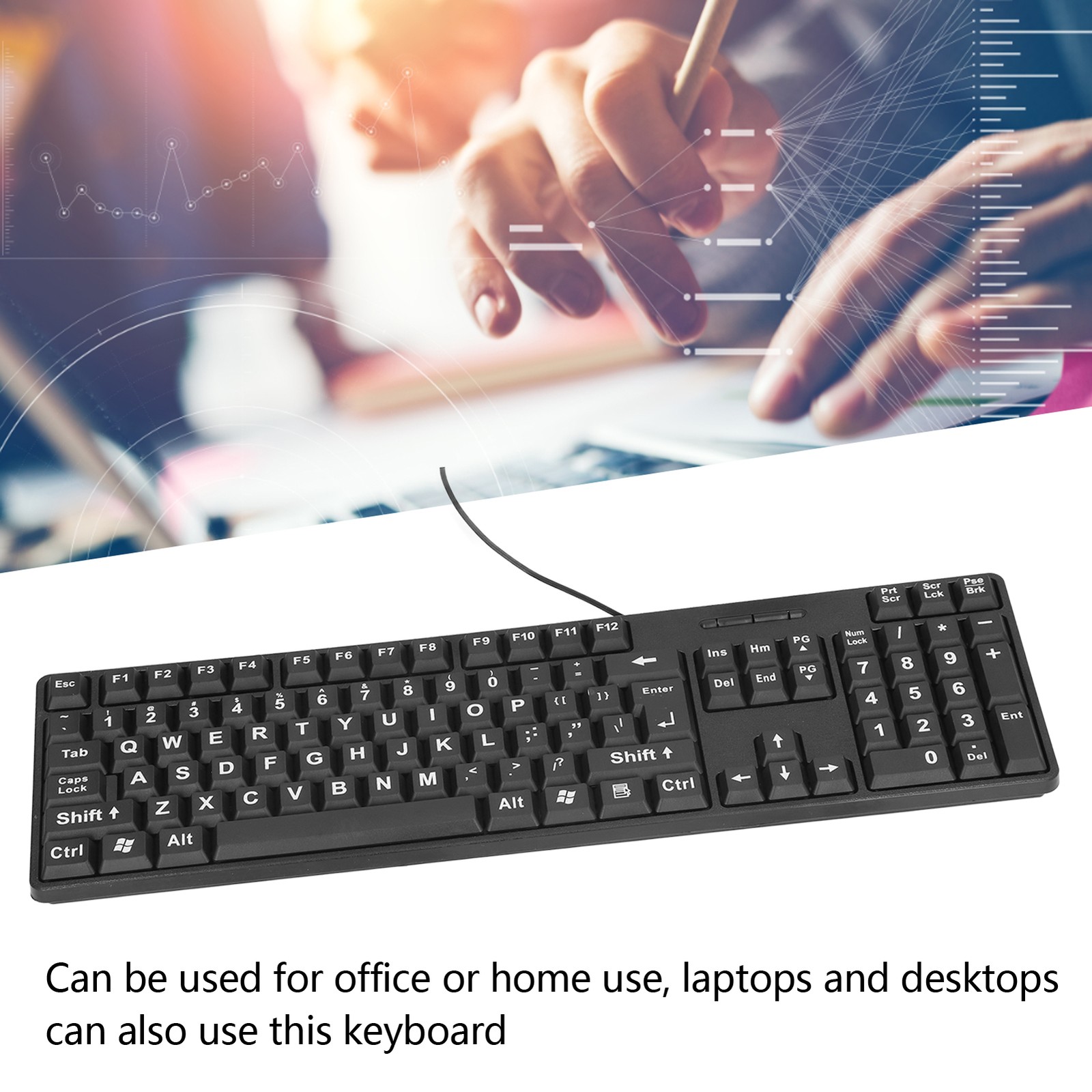 Wired Large Print Keyboard For Seniors With Large Character Design