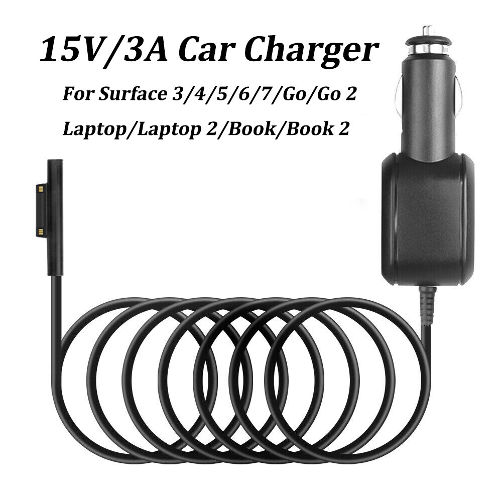 DC Cigar Car Charger Power Adapter for Microsoft Surface Pro/Book/GO/Laptop 15V