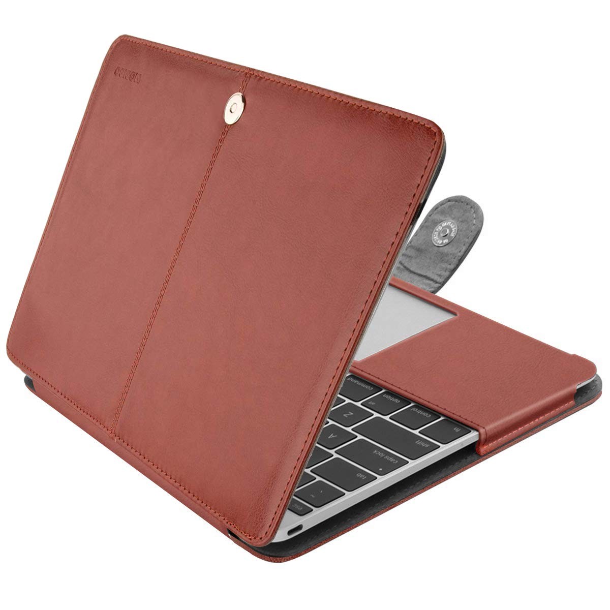 MOSISO PU Leather Case Compatible with MacBook 12 inch 12 Inches, Brown