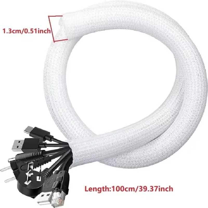 Split Braided Cable Sleeve Nylon Self Wrap Wire Loom Cord Management Protector 